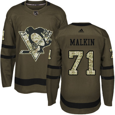 Personalized Youth Pittsburgh Penguins #71 Evgeni Malkin Green Salute to Service Stitched NHL Jersey