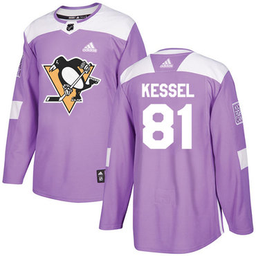 Personalized Youth Pittsburgh Penguins #81 Phil Kessel Purple Authentic Fights Cancer Stitched NHL Jersey
