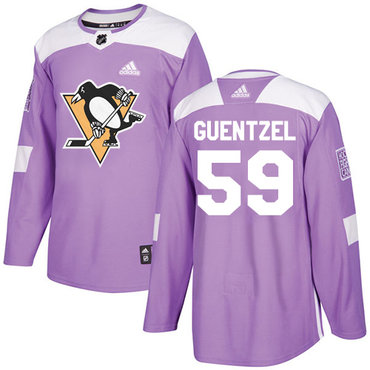 Personalized Youth Pittsburgh Penguins #59 Jake Guentzel Purple Authentic Fights Cancer Stitched NHL Jersey