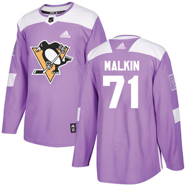 Personalized Youth Pittsburgh Penguins #71 Evgeni Malkin Purple Authentic Fights Cancer Stitched NHL Jersey