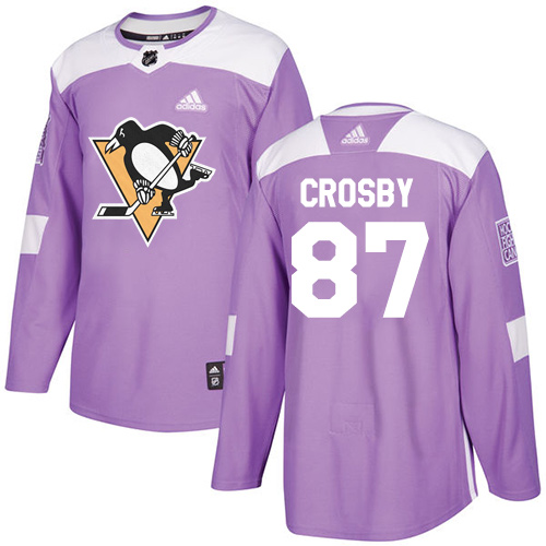 Personalized Youth Pittsburgh Penguins #87 Sidney Crosby Purple Authentic Fights Cancer Stitched NHL Jersey