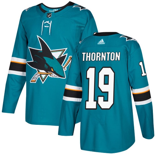 Personalized Youth San Jose Sharks #19 Joe Thornton Teal Home Authentic Stitched NHL Jersey