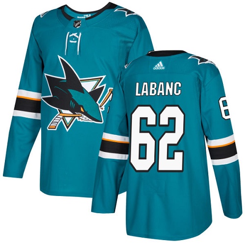 Personalized Youth San Jose Sharks #62 Kevin Labanc Teal Home Authentic Stitched NHL Jersey