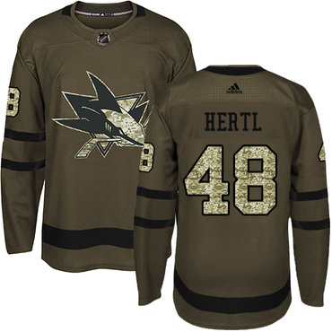 Personalized Youth San Jose Sharks #48 Tomas Hertl Green Salute to Service Stitched NHL Jersey