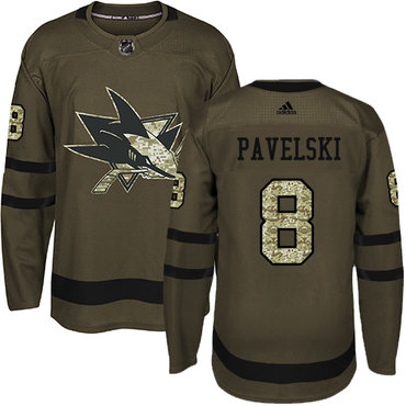 Personalized Youth San Jose Sharks #8 Joe Pavelski Green Salute to Service Stitched NHL Jersey