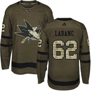 Personalized Youth San Jose Sharks #62 Kevin Labanc Green Salute to Service Stitched NHL Jersey