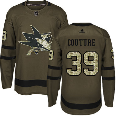 Personalized Youth San Jose Sharks #39 Logan Couture Green Salute to Service Stitched NHL Jersey