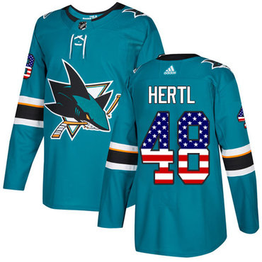 Personalized Youth San Jose Sharks #48 Tomas Hertl Teal Home Authentic USA Flag Stitched NHL Jersey