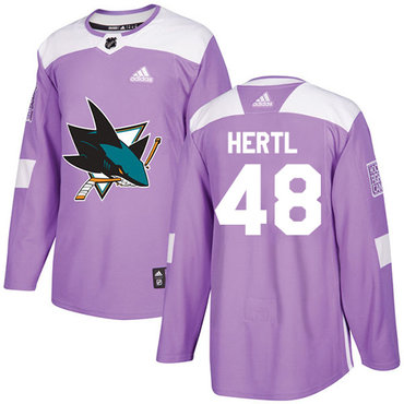 Personalized Youth San Jose Sharks #48 Tomas Hertl Purple Authentic Fights Cancer Stitched NHL Jersey