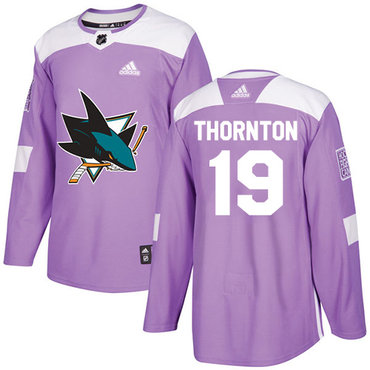 Personalized Youth San Jose Sharks #19 Joe Thornton Purple Authentic Fights Cancer Stitched NHL Jersey