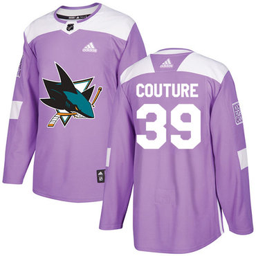 Personalized Youth San Jose Sharks #39 Logan Couture Purple Authentic Fights Cancer Stitched NHL Jersey