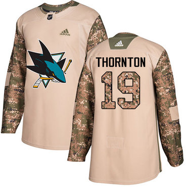 Personalized Youth San Jose Sharks #19 Joe Thornton Camo Authentic 2017 Veterans Day Stitched NHL Jersey