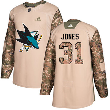 Personalized Youth San Jose Sharks #31 Martin Jones Camo Authentic 2017 Veterans Day Stitched NHL Jersey