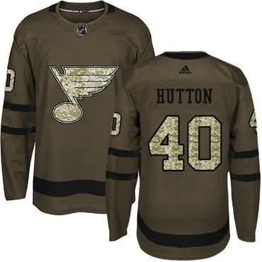 Personalized Youth St. Louis Blues #40 Carter Hutton Green Salute to Service Stitched NHL Jersey