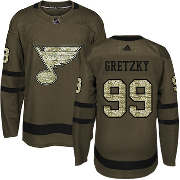 Personalized Youth St. Louis Blues #99 Wayne Gretzky Green Salute to Service Stitched NHL Jersey