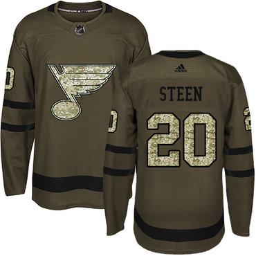 Personalized Youth St. Louis Blues #20 Alexander Steen Green Salute to Service Stitched NHL Jersey