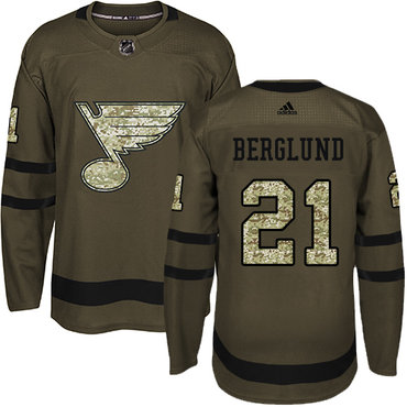 Personalized Youth St. Louis Blues #21 Patrik Berglund Green Salute to Service Stitched NHL Jersey