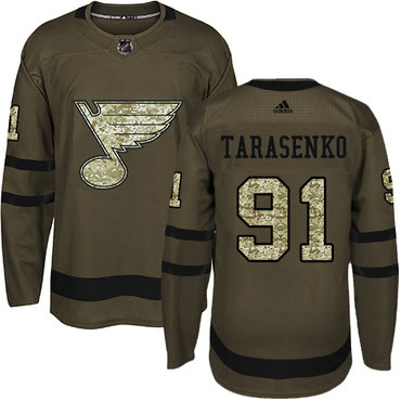 Personalized Youth St. Louis Blues #91 Vladimir Tarasenko Green Salute to Service Stitched NHL Jersey
