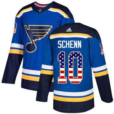 Personalized Youth St. Louis Blues #10 Brayden Schenn Blue Home Authentic USA Flag Stitched NHL Jersey