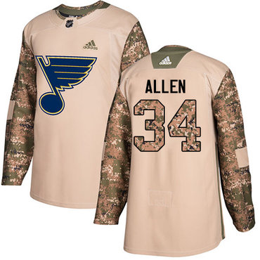 Personalized Youth St. Louis Blues #34 Jake Allen Camo Authentic 2017 Veterans Day Stitched NHL Jersey