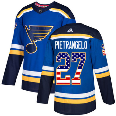 Personalized Youth St. Louis Blues #27 Alex Pietrangelo Blue Home Authentic USA Flag Stitched NHL Jersey
