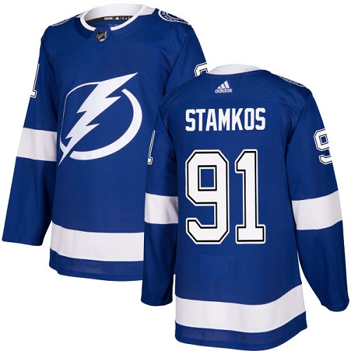 Personalized Youth Tampa Bay Lightning #91 Steven Stamkos Blue Home Authentic Stitched NHL Jersey