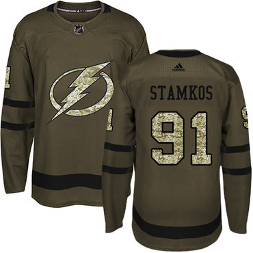 Personalized Youth Tampa Bay Lightning #91 Steven Stamkos Green Salute to Service Stitched NHL Jersey