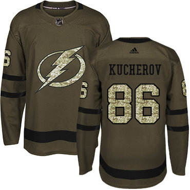 Personalized Youth Tampa Bay Lightning #86 Nikita Kucherov Green Salute to Service Stitched NHL Jersey