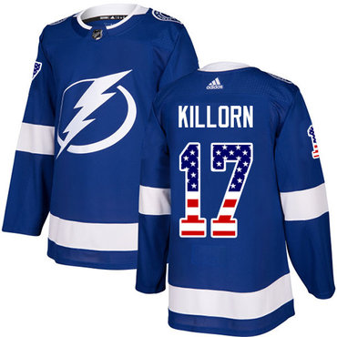 Personalized Youth Tampa Bay Lightning #17 Alex Killorn Blue Home Authentic USA Flag Stitched NHL Jersey