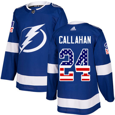 Personalized Youth Tampa Bay Lightning #24 Ryan Callahan Blue Home Authentic USA Flag Stitched NHL Jersey