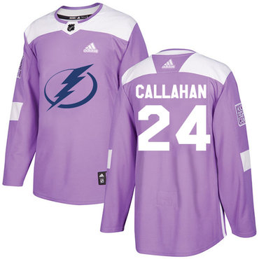 Personalized Youth Tampa Bay Lightning #24 Ryan Callahan Purple Authentic Fights Cancer Stitched NHL Jersey