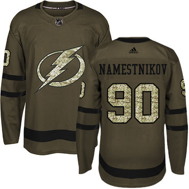 Personalized Youth Tampa Bay Lightning #90 Vladislav Namestnikov Green Salute to Service Stitched NHL Jersey