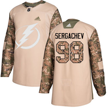 Personalized Youth Tampa Bay Lightning #98 Mikhail Sergachev Camo Authentic 2017 Veterans Day Stitched NHL Jersey