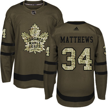 Personalized Youth Toronto Maple Leafs #34 Auston Matthews Green Salute to Service Stitched NHL Jersey