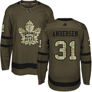 Personalized Youth Toronto Maple Leafs #31 Frederik Andersen Green Salute to Service Stitched NHL Jersey