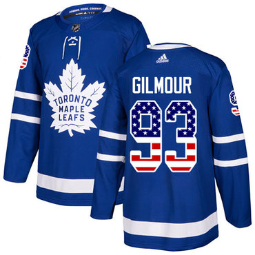 Personalized Youth Toronto Maple Leafs #93 Doug Gilmour Blue Home Authentic USA Flag Stitched NHL Jersey