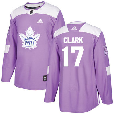 Personalized Youth Toronto Maple Leafs #17 Wendel Clark Purple Authentic Fights Cancer Stitched NHL Jersey