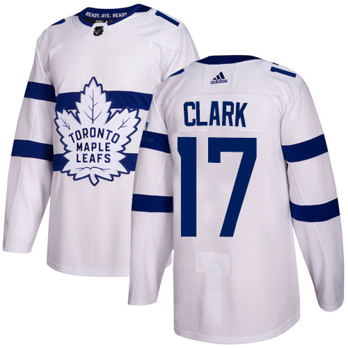 Personalized Youth Toronto Maple Leafs #17 Wendel Clark White Authentic 2018 Stadium Series Stitched NHL Jersey