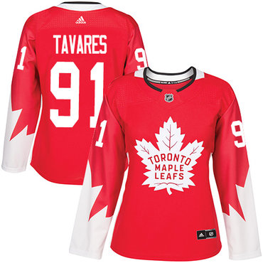 Personalized Women’s Toronto Maple Leafs #91 John Tavares Red Team Canada Authentic Stitched NHL Jersey