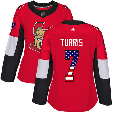 Personalized Women’s Ottawa Senators #7 Kyle Turris Red Home Authentic USA Flag Stitched NHL Jersey