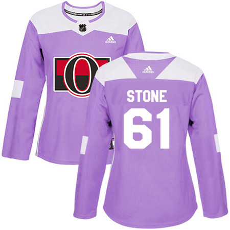 Personalized Women’s Ottawa Senators #61 Mark Stone Purple Authentic Fights Cancer Stitched NHL Jersey