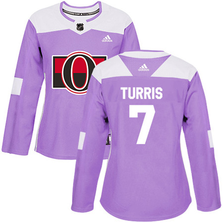 Personalized Women’s Ottawa Senators #7 Kyle Turris Purple Authentic Fights Cancer Stitched NHL Jersey