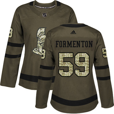 Personalized Women’s Ottawa Senators Alex Formenton Authentic Green Jersey NHL #59 Salute to Service