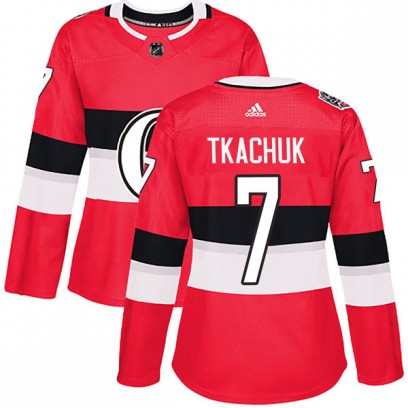 Personalized Women’s Ottawa Senators #7 Brady Tkachuk 2017 100 Red Classic Jersey