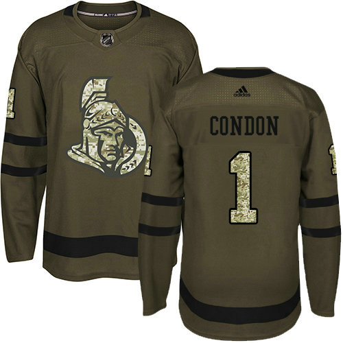 Personalized Youth Ottawa Senators #1 Mike Condon Green Salute to Service Stitched NHL Jersey
