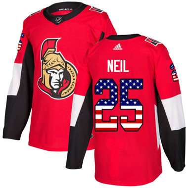 Personalized Youth Ottawa Senators #25 Chris Neil Red Home Authentic USA Flag Stitched NHL Jersey
