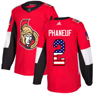 Personalized Youth Ottawa Senators #2 Dion Phaneuf Red Home Authentic USA Flag Stitched NHL Jersey