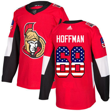 Personalized Youth Ottawa Senators #68 Mike Hoffman Red Home Authentic USA Flag Stitched NHL Jersey