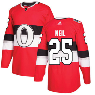 Personalized Youth Ottawa Senators #25 Chris Neil Red Authentic 2017 100 Classic Stitched NHL Jersey