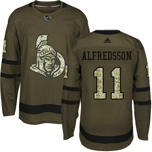 Personalized Youth Ottawa Senators #11 Daniel Alfredsson Green Salute to Service Stitched NHL Jersey